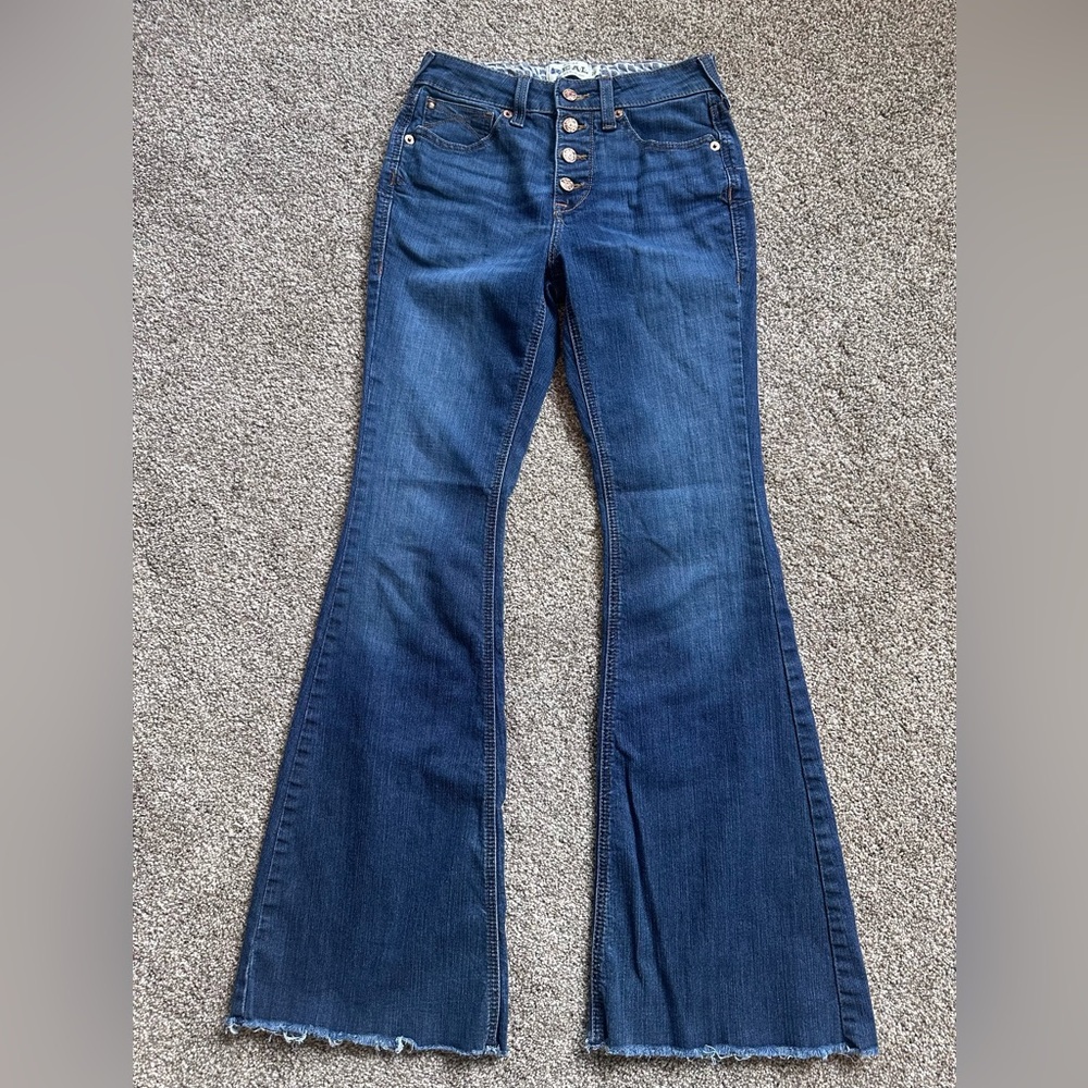 Ariat Dark Blue Button-Front Flare Jeans